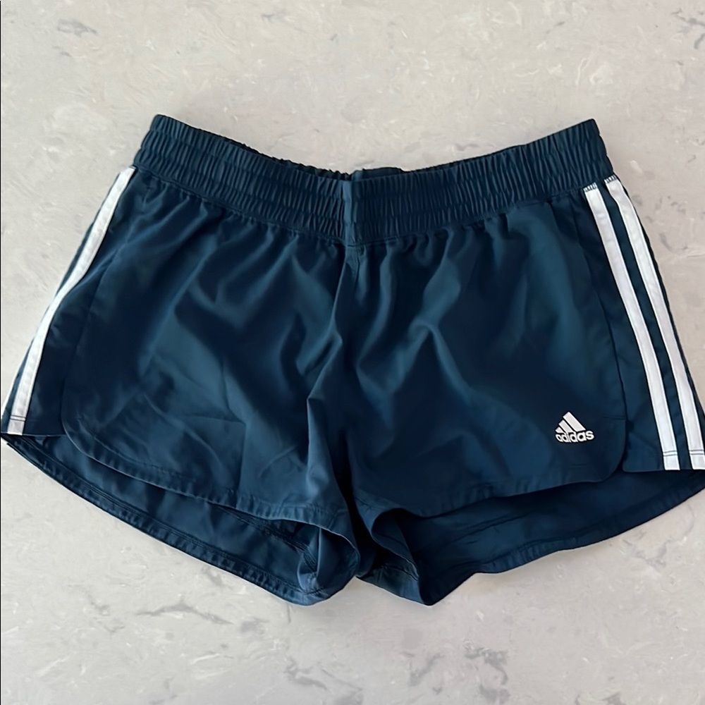 Adidas Blue Athletic Shorts with Signature Stripes